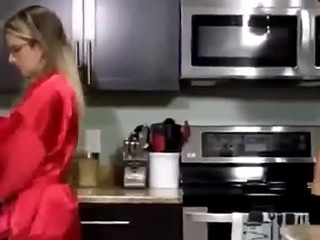 Cory Chase around Youthful Lassie Fucks his Sexy Grey lady around the Kitchen